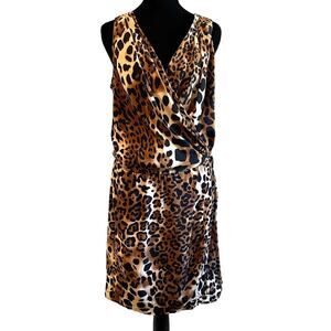 Nanette Lepore 100% Silk Wrap Dress Animal Print Cheetah Cocktail Women's Small